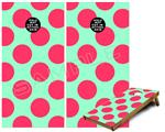 Cornhole Game Board Vinyl Skin Wrap Kit - Kearas Polka Dots Pink And Blue fits 24x48 game boards (GAMEBOARDS NOT INCLUDED)