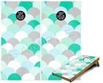 Cornhole Game Board Vinyl Skin Wrap Kit - Brushed Circles Seafoam fits 24x48 game boards (GAMEBOARDS NOT INCLUDED)