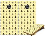 Cornhole Game Board Vinyl Skin Wrap Kit - Nautical Anchors Away 02 Yellow Sunshine fits 24x48 game boards (GAMEBOARDS NOT INCLUDED)
