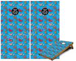Cornhole Game Board Vinyl Skin Wrap Kit - Crabs and Shells Blue Medium fits 24x48 game boards (GAMEBOARDS NOT INCLUDED)
