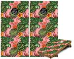 Cornhole Game Board Vinyl Skin Wrap Kit - Famingos and Flowers Pink fits 24x48 game boards (GAMEBOARDS NOT INCLUDED)