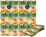 Cornhole Game Board Vinyl Skin Wrap Kit - Beach Flowers 02 Yellow Sunshine fits 24x48 game boards (GAMEBOARDS NOT INCLUDED)