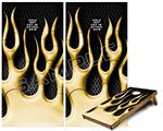 Cornhole Game Board Vinyl Skin Wrap Kit - Metal Flames Yellow fits 24x48 game boards (GAMEBOARDS NOT INCLUDED)