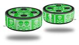 Skin Wrap Decal Set 2 Pack for Amazon Echo Dot 2 - Skull And Crossbones Pattern Green (2nd Generation ONLY - Echo NOT INCLUDED)