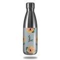 Skin Decal Wrap for RTIC Water Bottle 17oz Poppy Orange Light Blue (BOTTLE NOT INCLUDED)
