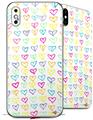 2 Decal style Skin Wraps set for Apple iPhone X and XS Kearas Hearts White