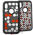 2x Decal style Skin Wrap Set compatible with Otterbox Defender iPhone X and Xs Case - Locknodes 04 Red (CASE NOT INCLUDED)