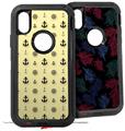 2x Decal style Skin Wrap Set compatible with Otterbox Defender iPhone X and Xs Case - Nautical Anchors Away 02 Yellow Sunshine (CASE NOT INCLUDED)
